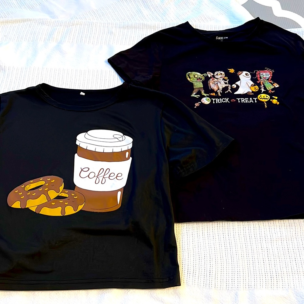 Black graphic tees